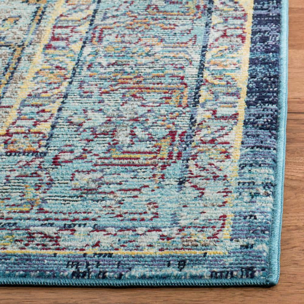 Crystal CRS500 Power Loomed Area Rug - Blue/Yellow - 7'x7' - Safavieh.