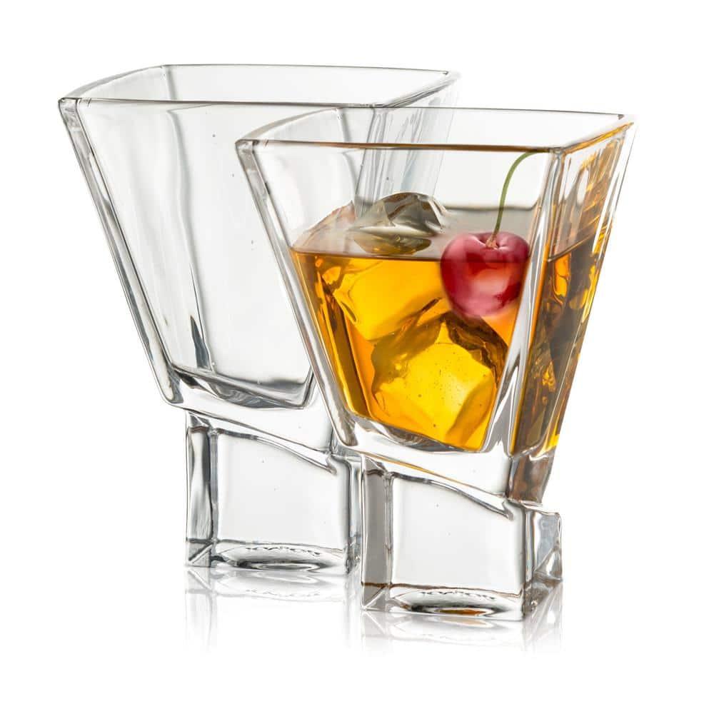 JoyJolt Carre Collection Cocktail Glasses - Set of 4 Square Heavy Base Martini Glass Set - 8-Ounce