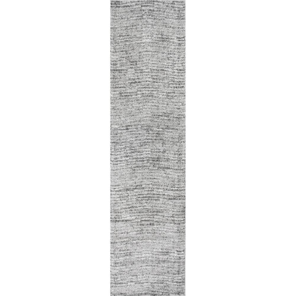 2'6"x12' Runner Sherill Ripple Modern Abstract Living Room or Bedroom Area Rug Gray - nuLOOM