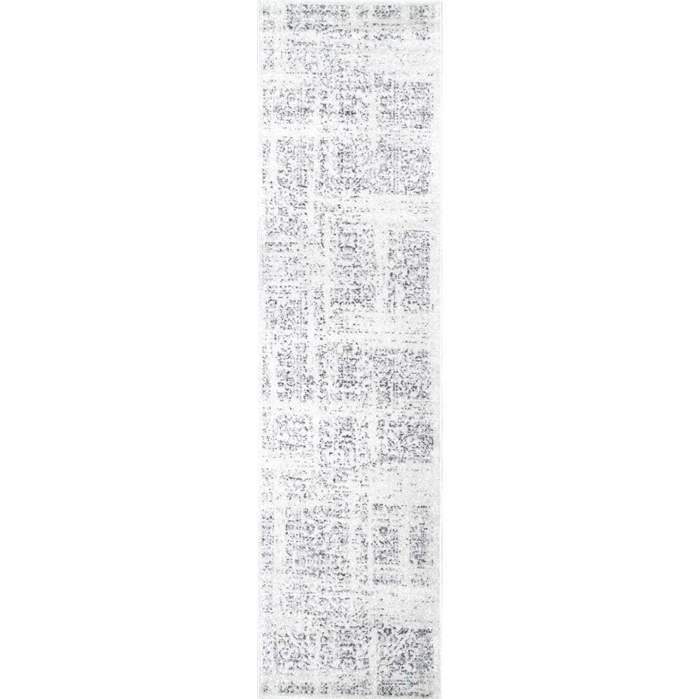 Nuloom Arlena Medallion 2x12 Runner Indoor Area Rug for Living Room Bedroom Dining Room Entryway Hallway Kitchen, Grey/Ivory