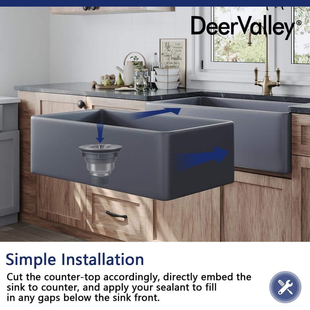 Grove 33" L X 18" W Rectangular Single Bowl Fireclay Farmhouse Kitchen Sink with Grid and Strainer