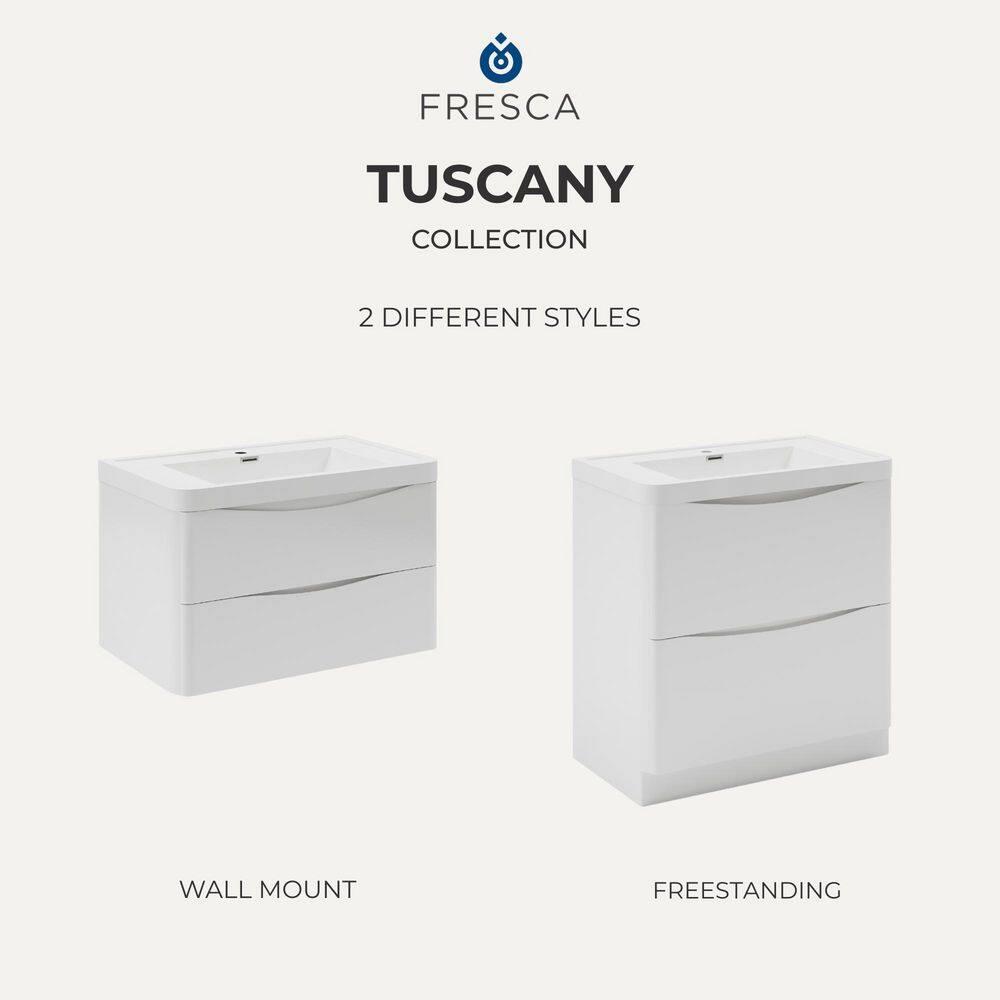 Tuscany 24" Wall Mount Modern Bathroom Vanity with Integrated Single Sink - Faucet Not Included
