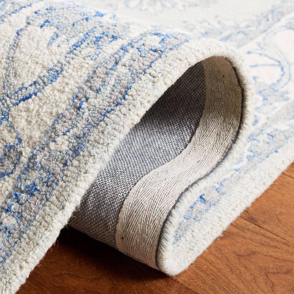 SAFAVIEH Micro-Loop Larry Oriental Area Rug, Light Blue/Ivory, 8' x 10'