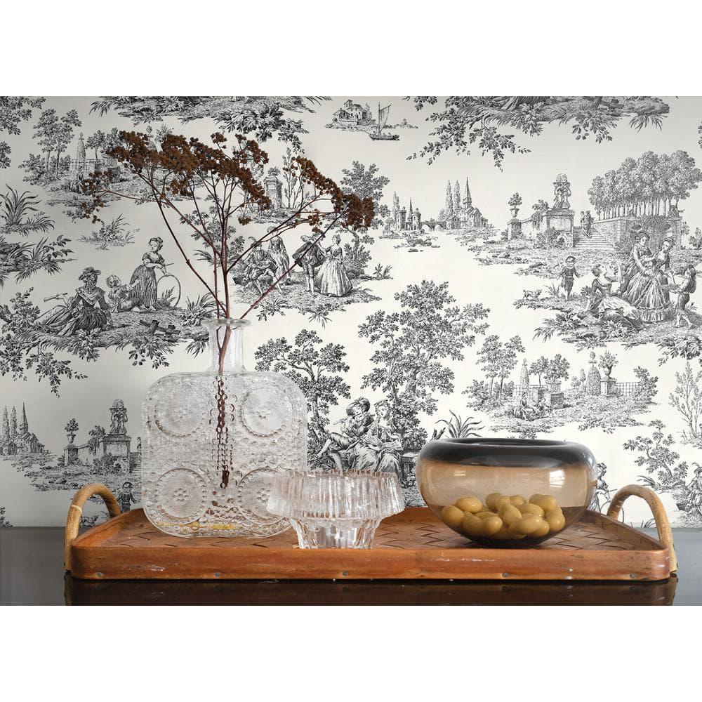 NextWall Inkwell Chateau Toile Peel and Stick Wallpaper