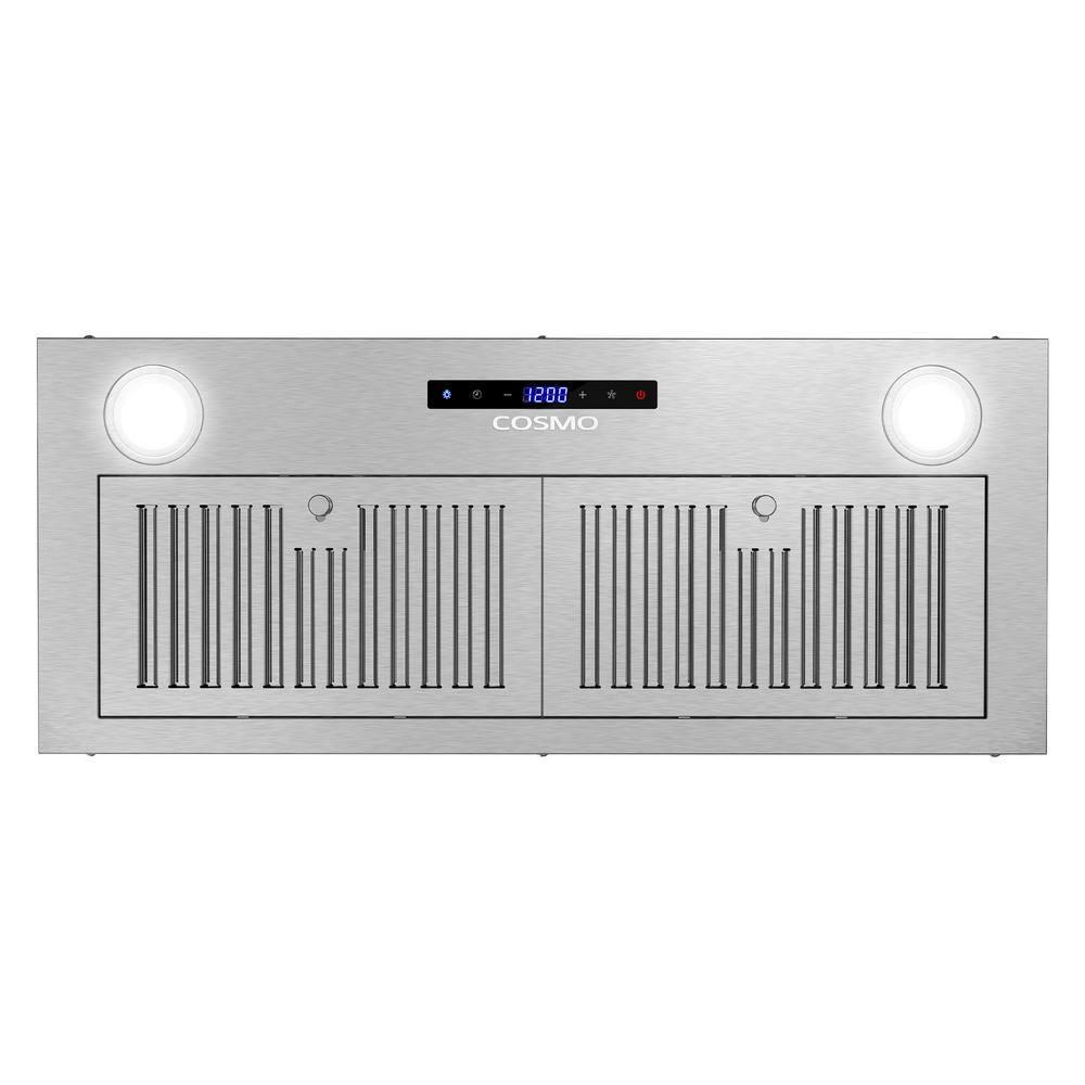 Cosmo 30 in. Lumin Collection Ducted Insert Range Hood, Touch Controls, LED Lights, Permanent Filters, Stainless Steel