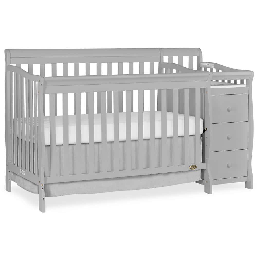 Pebble Grey Pine 5-in-1 Convertible Crib with Changer