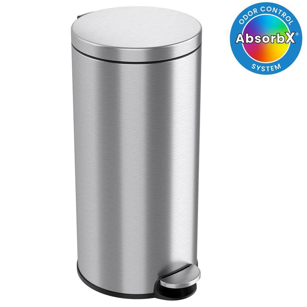 iTouchless Itouchless Softstep 8 Gallon Stainless Steel Step Trash Can With Odor Filter, 30 L Kitchen, Home, Office, Bathroom Pedal Garbage Bin, Removable Bucket
