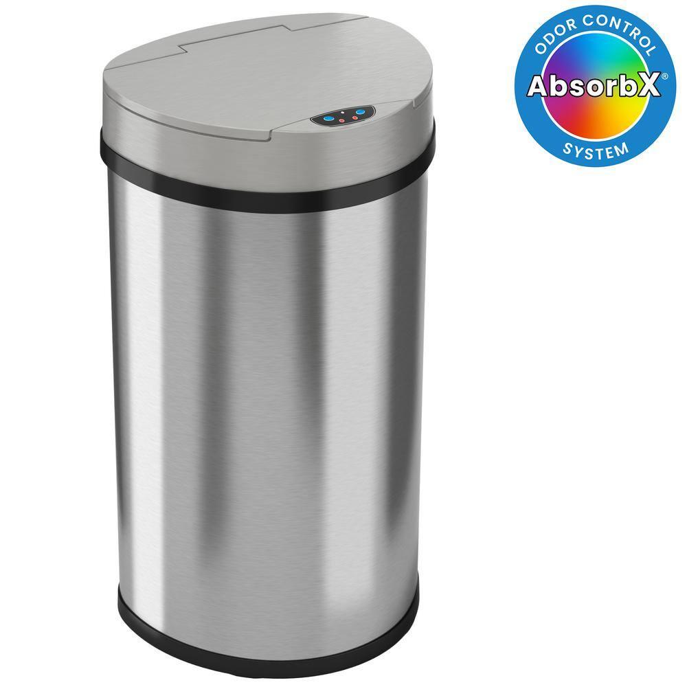 iTouchless Sensor Kitchen Trash Can with AbsorbX Odor Filter 13 Gallon Silver Stainless Steel
