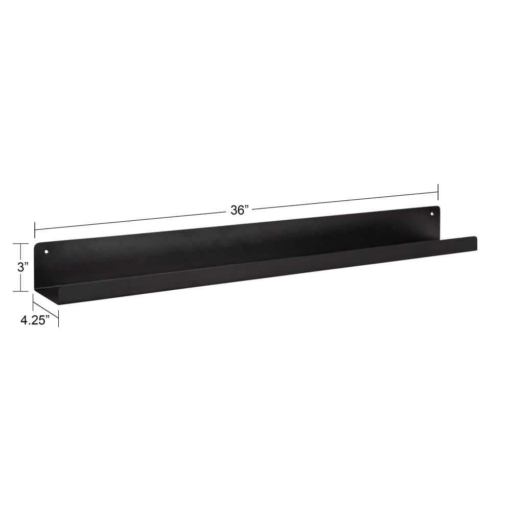Kate & Laurel All Things Decor 36" Mezzo Modern Metal Ledge Shelf Black: Wall Mounted, No Assembly Required