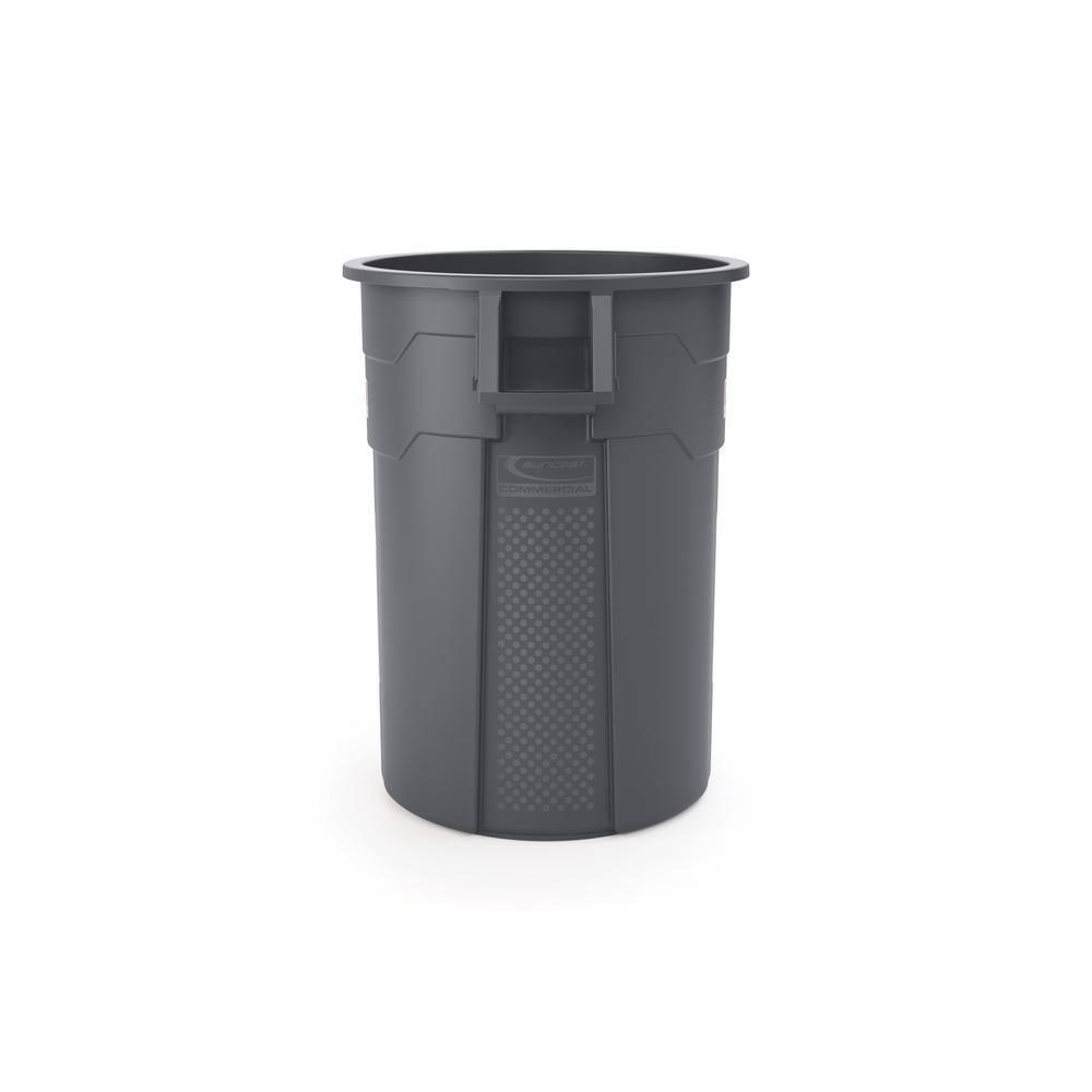 Suncast® Commercial Oval HDPE Utility Trash Can, 55 Gallons, Gray