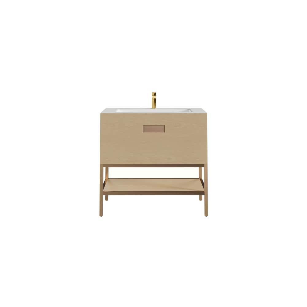 Eviva Lina 35'' Single Bathroom Vanity with Solid Surface Top