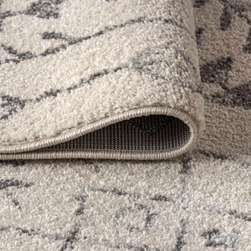 2'x8' Ziri Moroccan Geometric Runner Rug, Cream/Gray - JONATHAN Y