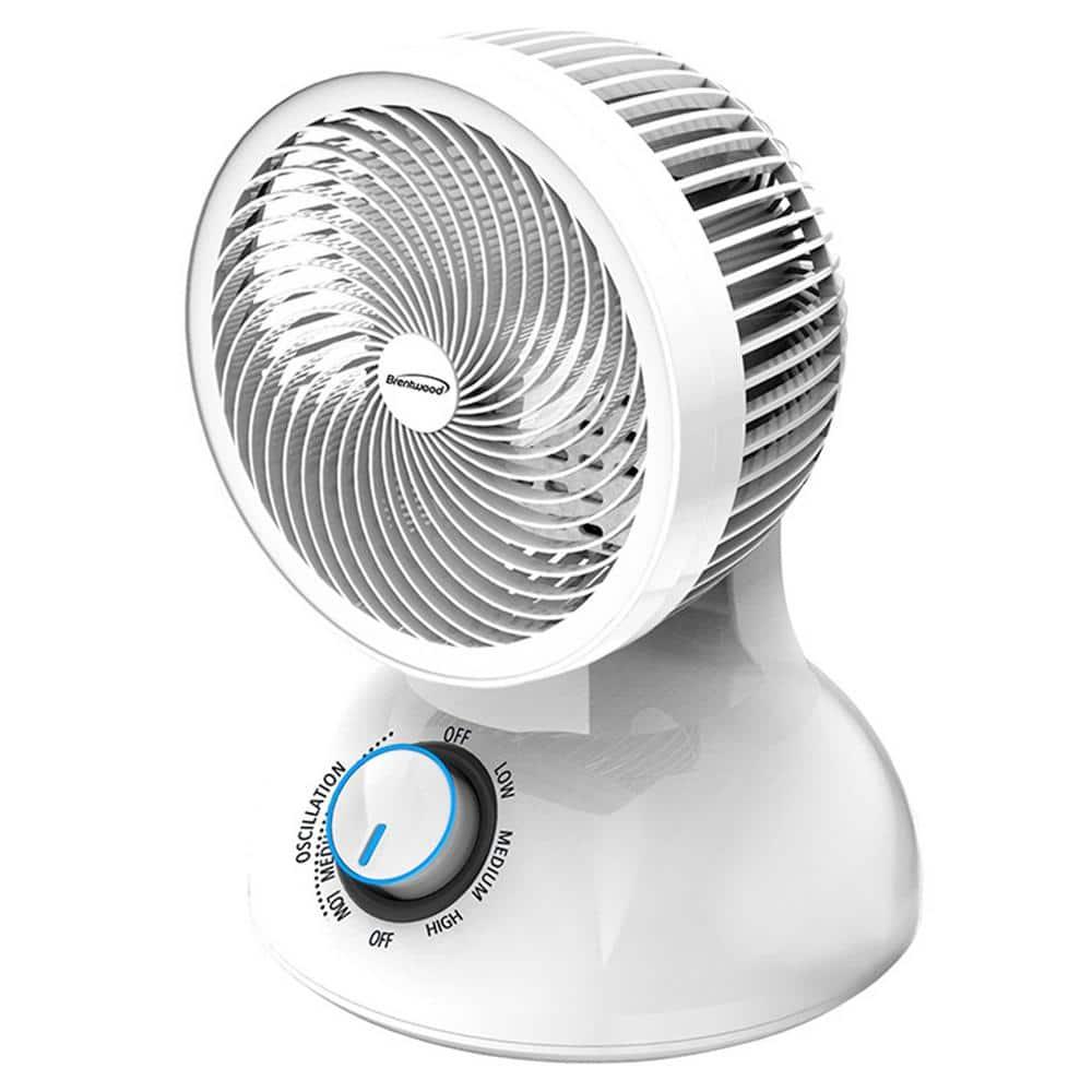 Brentwood F-650MW 6 Inch 3 Speed Oscillating Circulator Desktop Fan, White