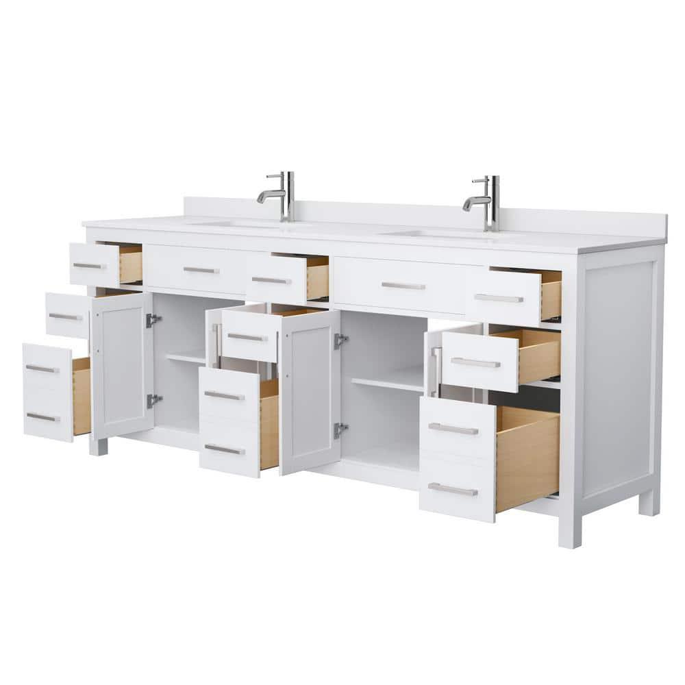 Beckett 84" Freestanding Double Bathroom Vanity with Cultured Marble Top