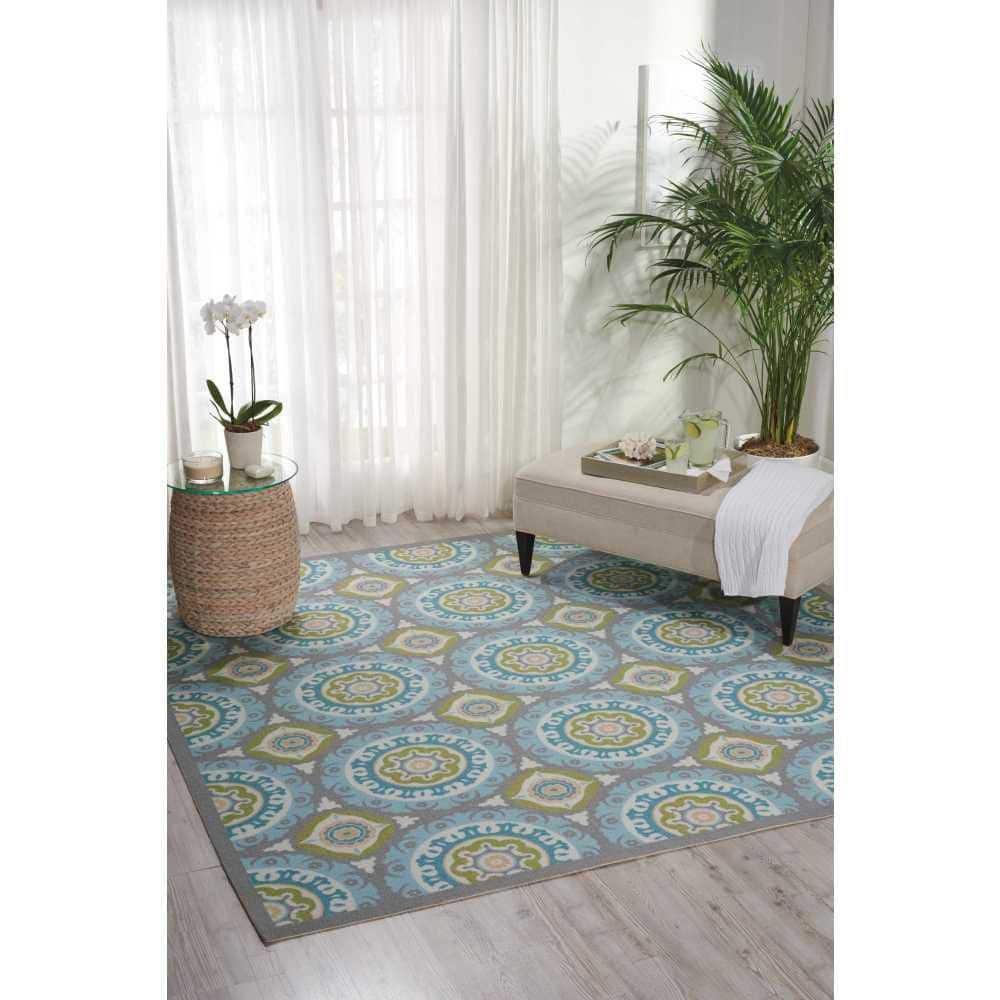 Waverly Sun & Shade "Solar Flair" Jade Indoor/Outdoor Area Rug by Nourison SND16 6'6" x 6'6"