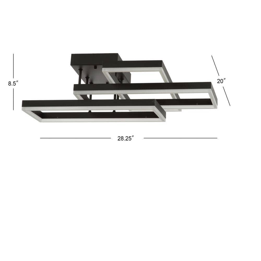 Turing 28" Geometric Integrated LED Metal Flush Mount, Black