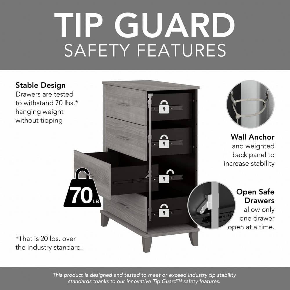 Bush Furniture Somerset Modern Bedroom Chest of 4 Drawers in Ash Gray