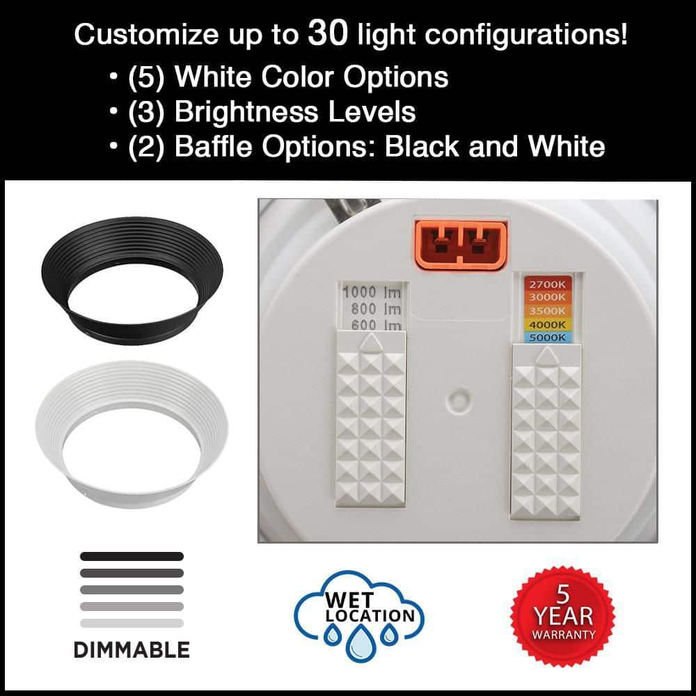 Commercial Electric 4" Lumen/Color Select LED Recessed Downlight Retro Fit Trim