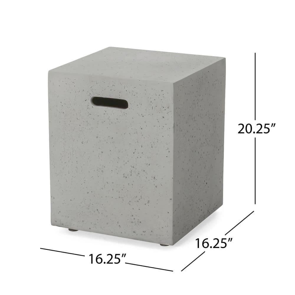 Noble House Aidan 50.000 BTU Rectangular Concrete Stone Fire Pit in Light Gray