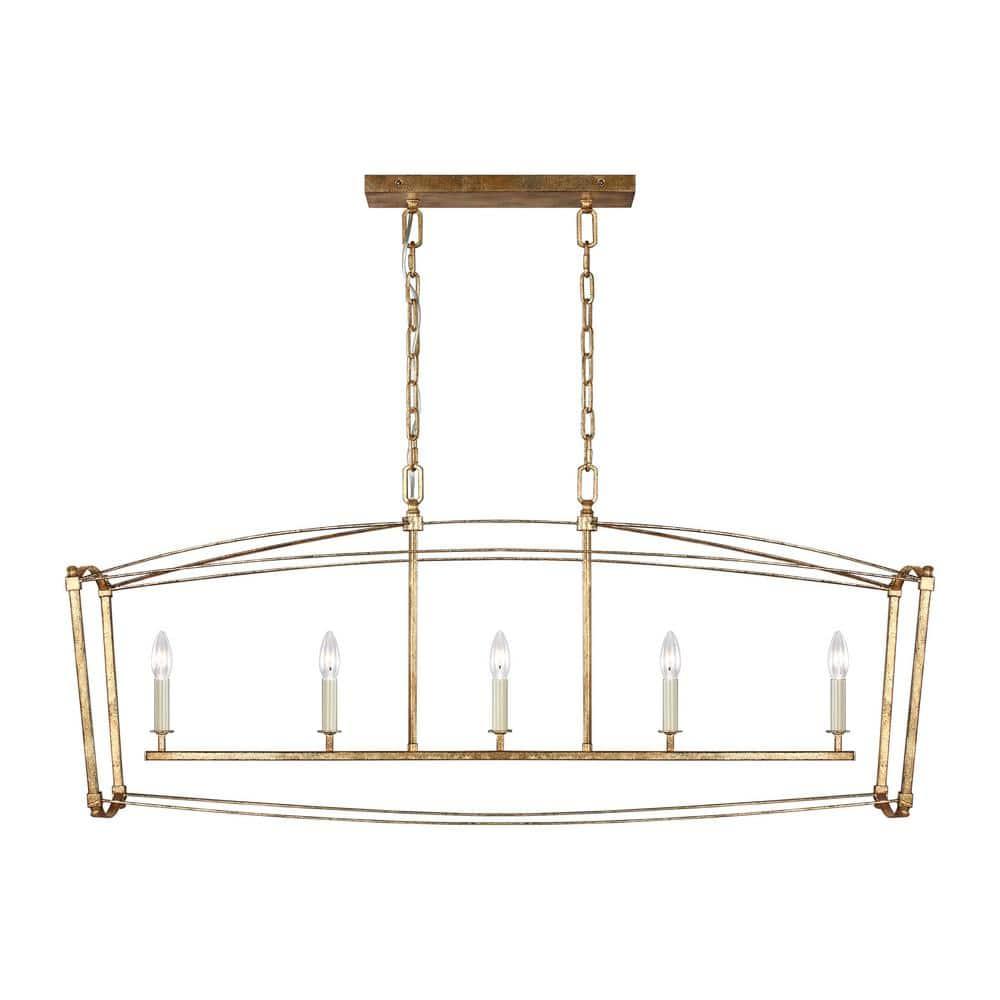 Thayer Antique Gild 5-Light Linear Steel Chandelier