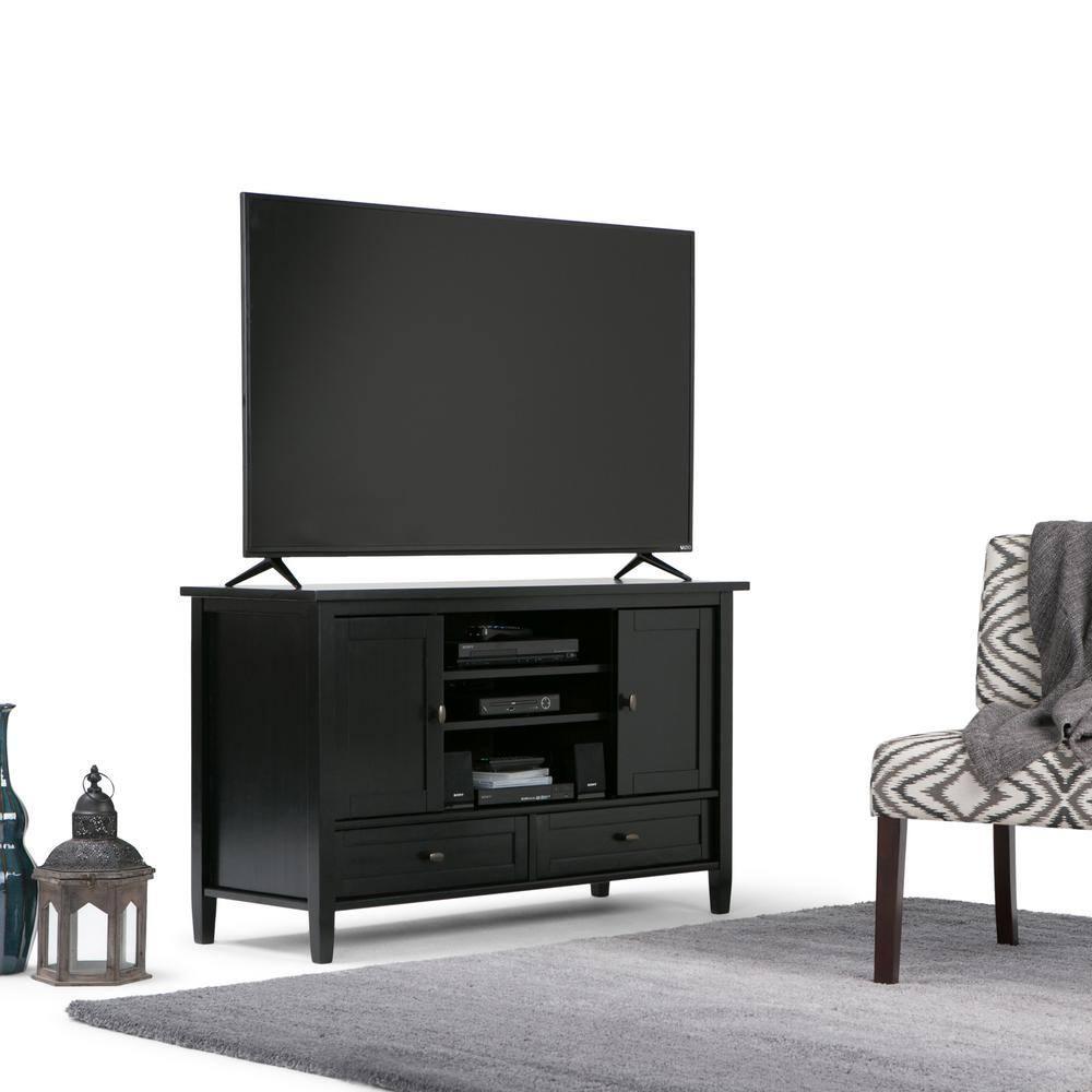 Simpli Home Warm Shaker 47"W Solid Wood TV Stand for TVs up to 55" with 2 Storage Cabinets and 2 Drawers