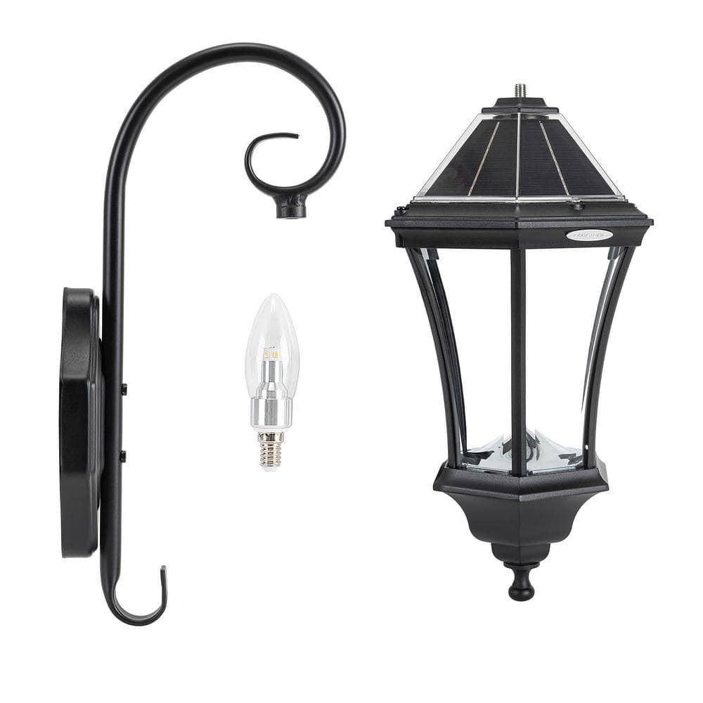 Gama Sonic Victorian Solar Wall Light, Outdoor Solar Lamp, Cast Aluminum Sconce, 150 Lumens Warm White LED, Black (94BM50010)