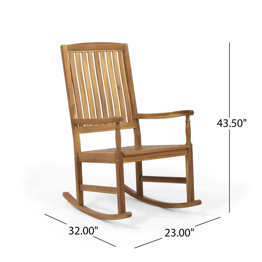 Noble House Arcadia Outdoor Acacia Wood Rocking Chair and Side Table Set Teak