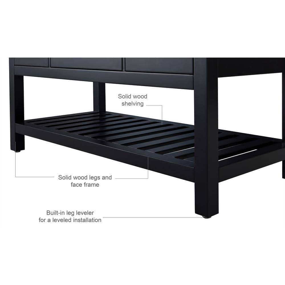 Ancerre Designs Elizabeth 48" Wood Bathroom Vanity Set in Black Onyx