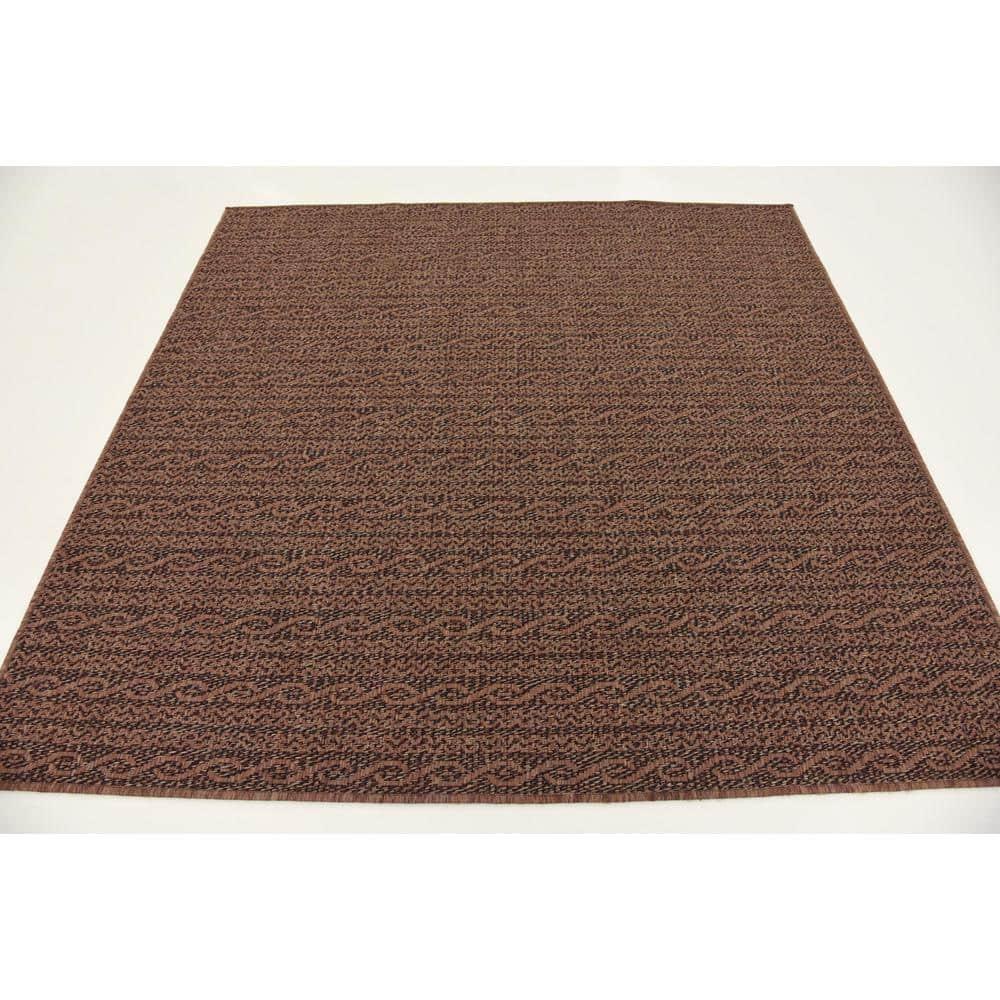 Unique Loom 6' 1 x 6' 1 Square Brown Outdoor Modern Links Area Rug