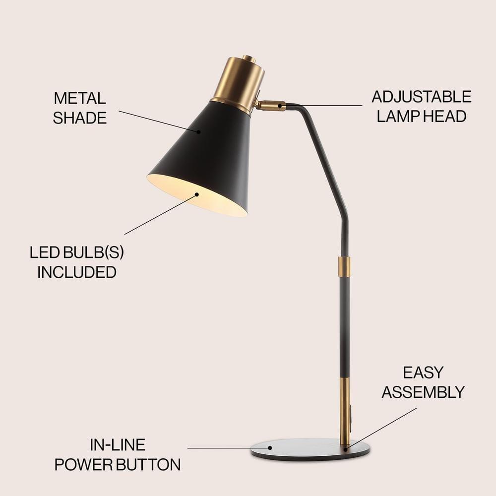 JONATHAN Y JYL6129A Apollo 22.5" Metal LED Task Lamp Contemporary for Bedroom, Living Room, Office, College Dorm, Coffee Table, Bookcase, Black/BrassGold