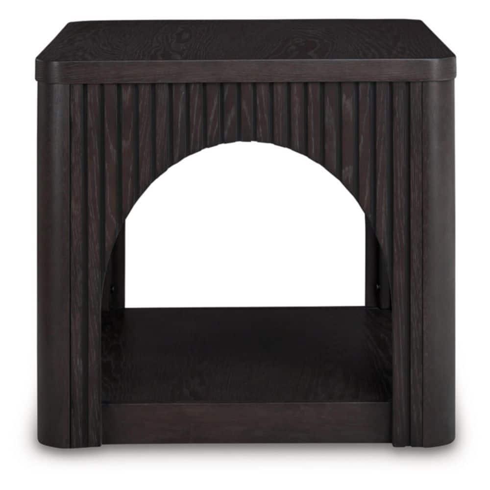 Benjara Yini Square Side End Table, Lattice, Arch Design, 24 Inch Black Wood