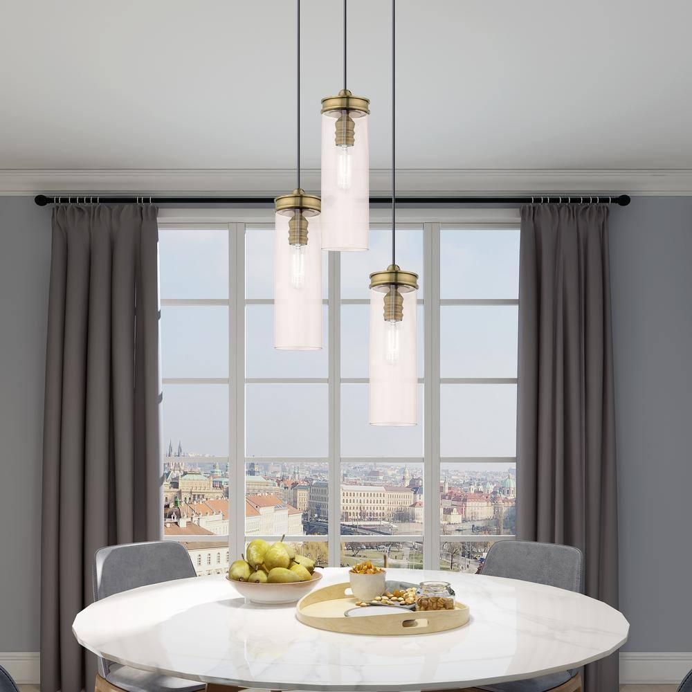 Livex Lighting Art Glass 1 - Light Pendant in  Antique Brass