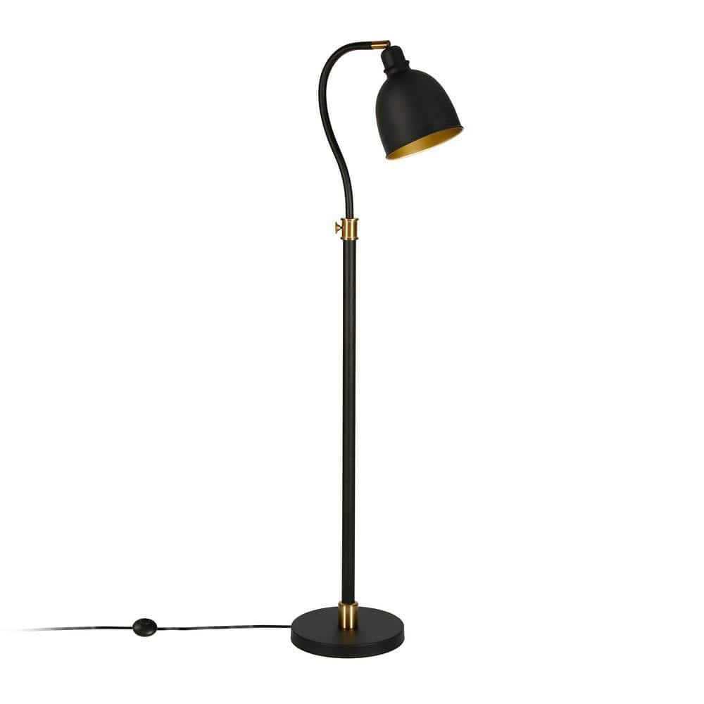 Evelyn&Zoe Vincent Adjustable/Arc Floor Lamp with Metal Shade in Blackened Bronze/Blackened Bronze