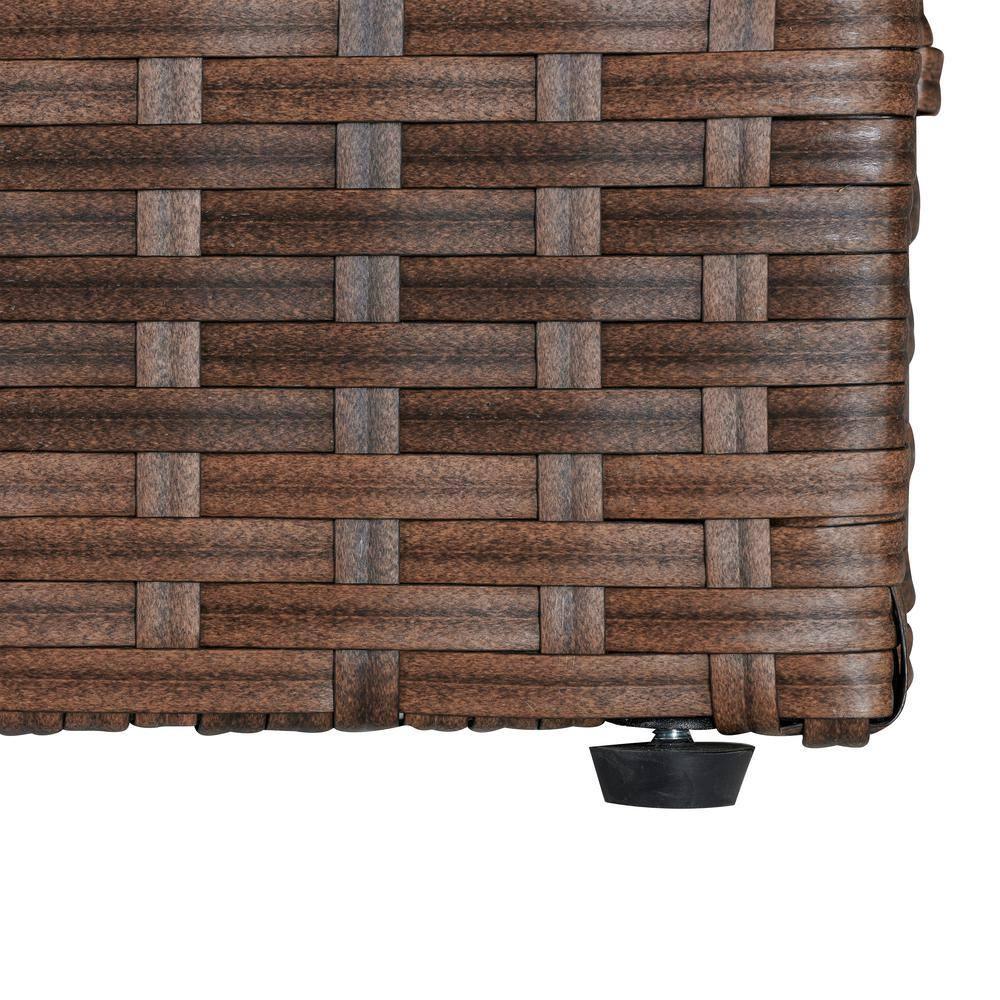 happimess Nino 47.24" Modern Minimalist Outdoor Faux Wicker Deck and Patio Storage Box, Brown