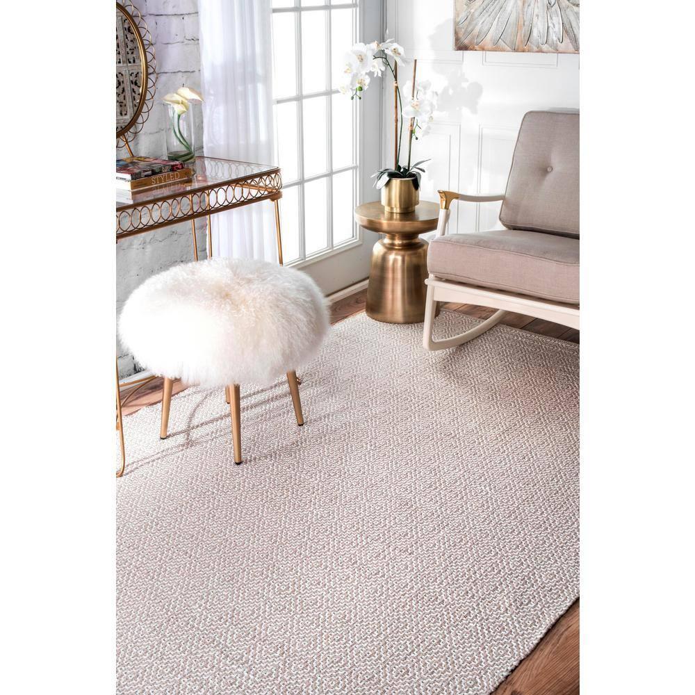 6'x9' Cotton Hand Loomed Lorretta Area Rug Taupe - nuLOOM: Modern Flat Pile Rectangle, Indoor Use, Canvas Backing