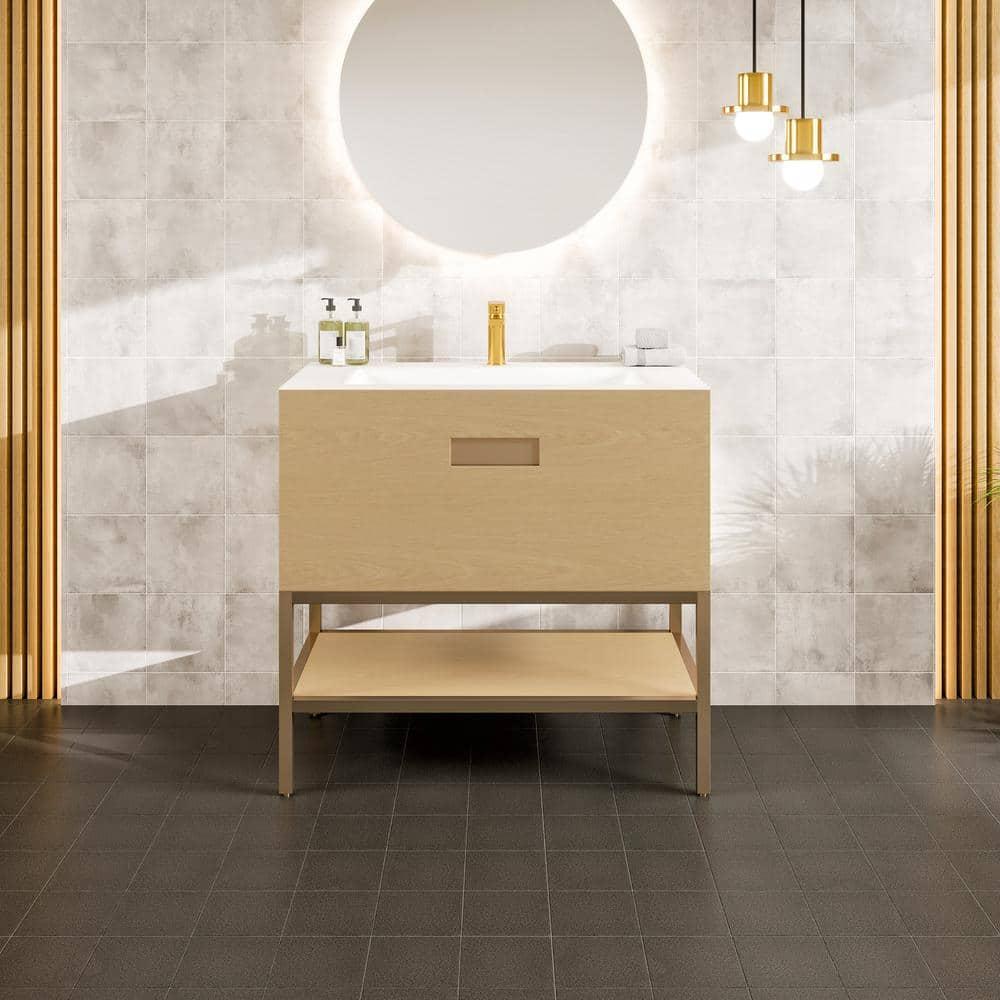 Eviva Lina 35'' Single Bathroom Vanity with Solid Surface Top