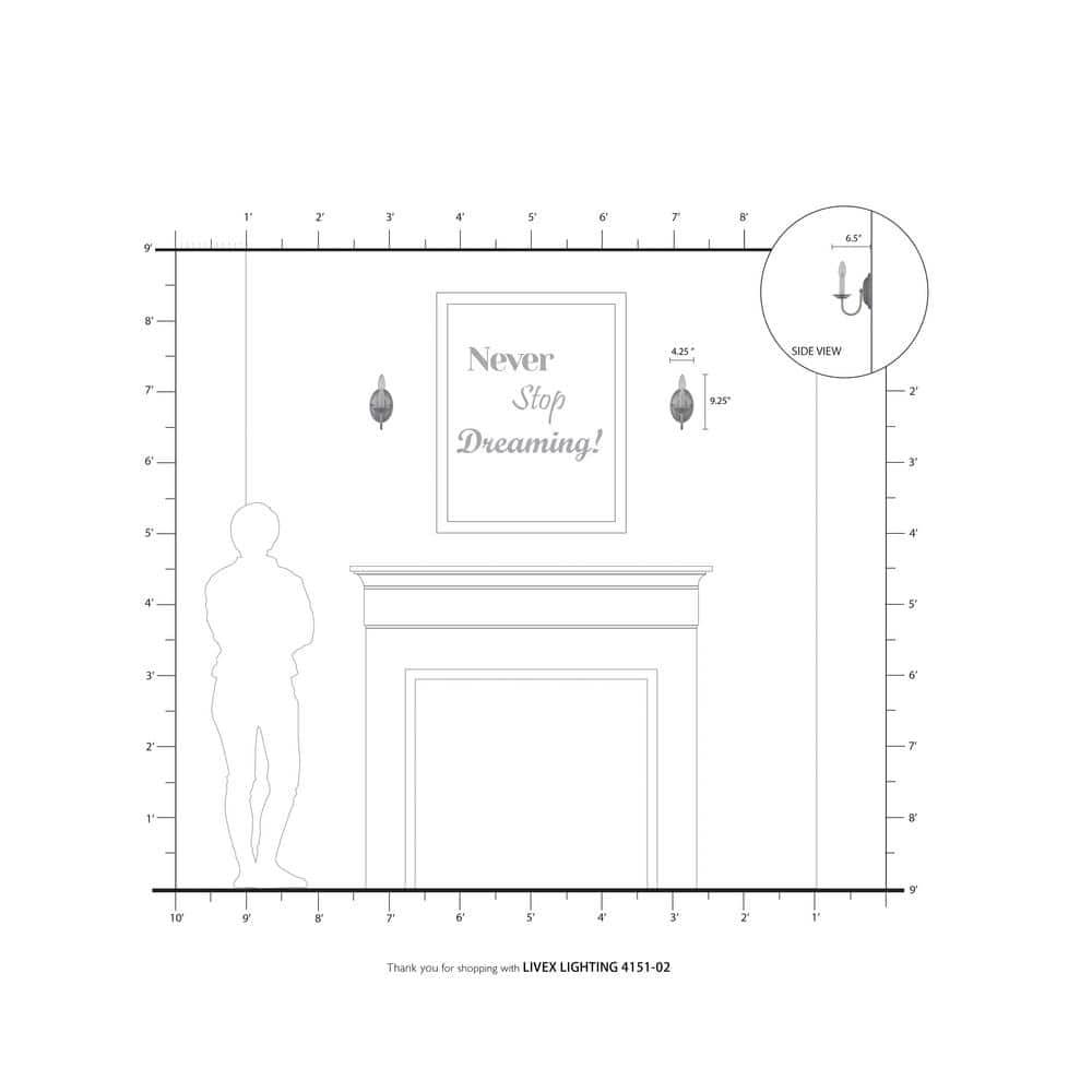 Home Basics Steel Candle Wall Light