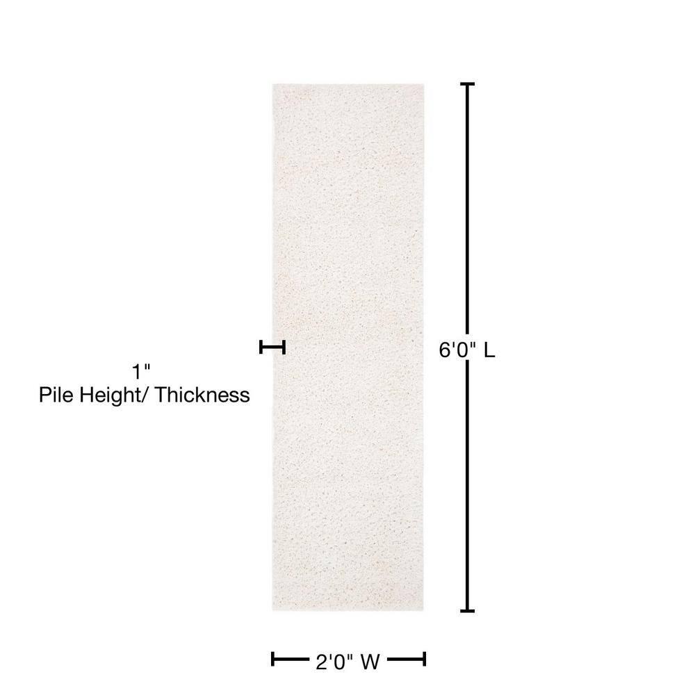 August Shag 900 AUG900 Power Loomed Indoor Runner Rug - Ivory - 2'3"x6' - Safavieh
