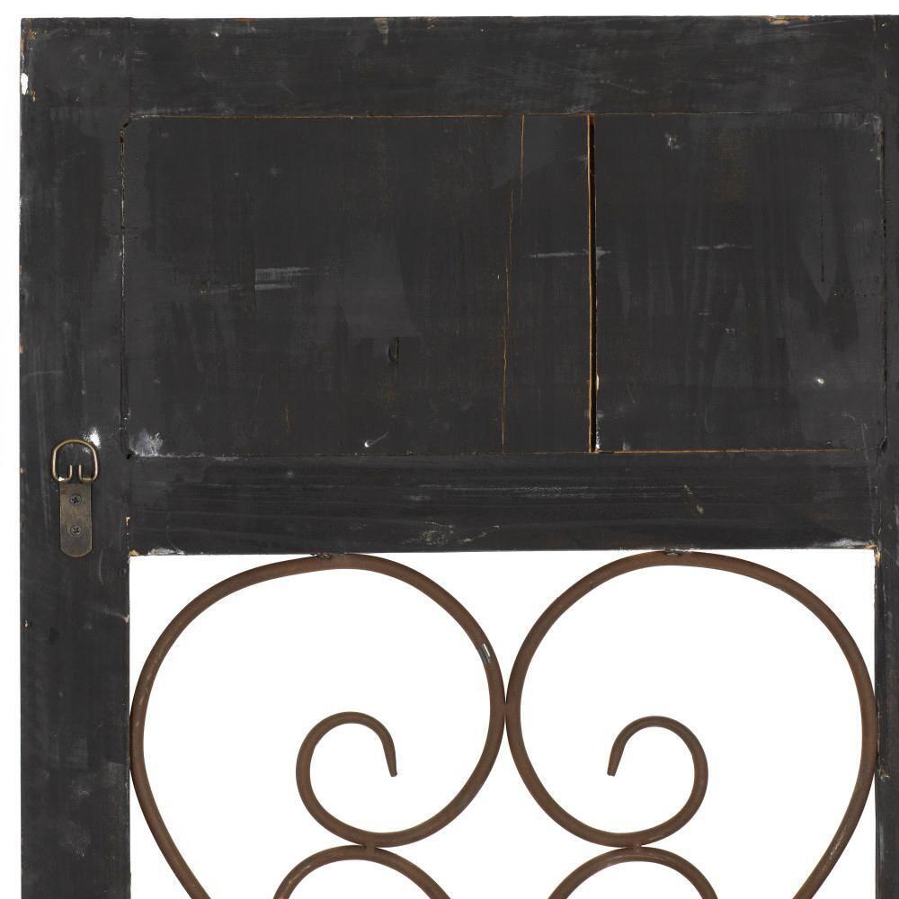 Olivia & May Traditional Wood Scroll Window Inspired Wall Decor with Metal Scrollwork Relief Brown: Vertical Iron Frame, Carved Art Object