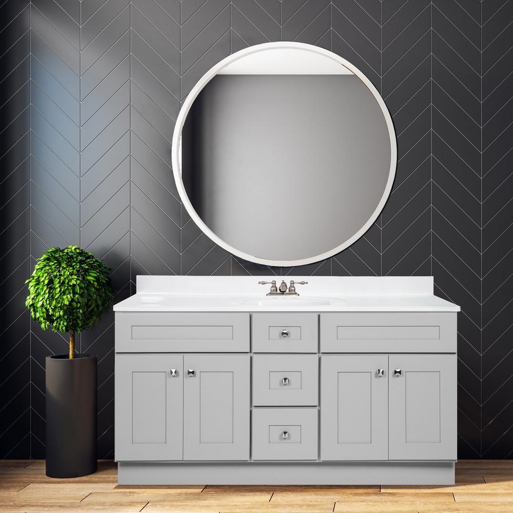 Design House Brookings 60 Inch Bathroom Vanity, Ready to Assemble, Solid Wood, Sherwin Williams – Design House, 599019-