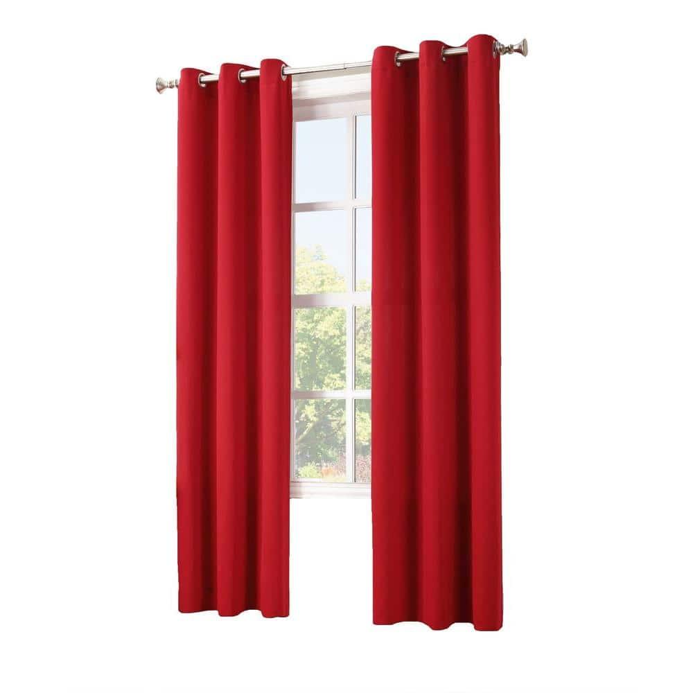 40"x63" Sun Zero Blackout Kenneth Energy Saving Grommet Curtain Panel Red: Modern Thermal Insulated Noise Reduction