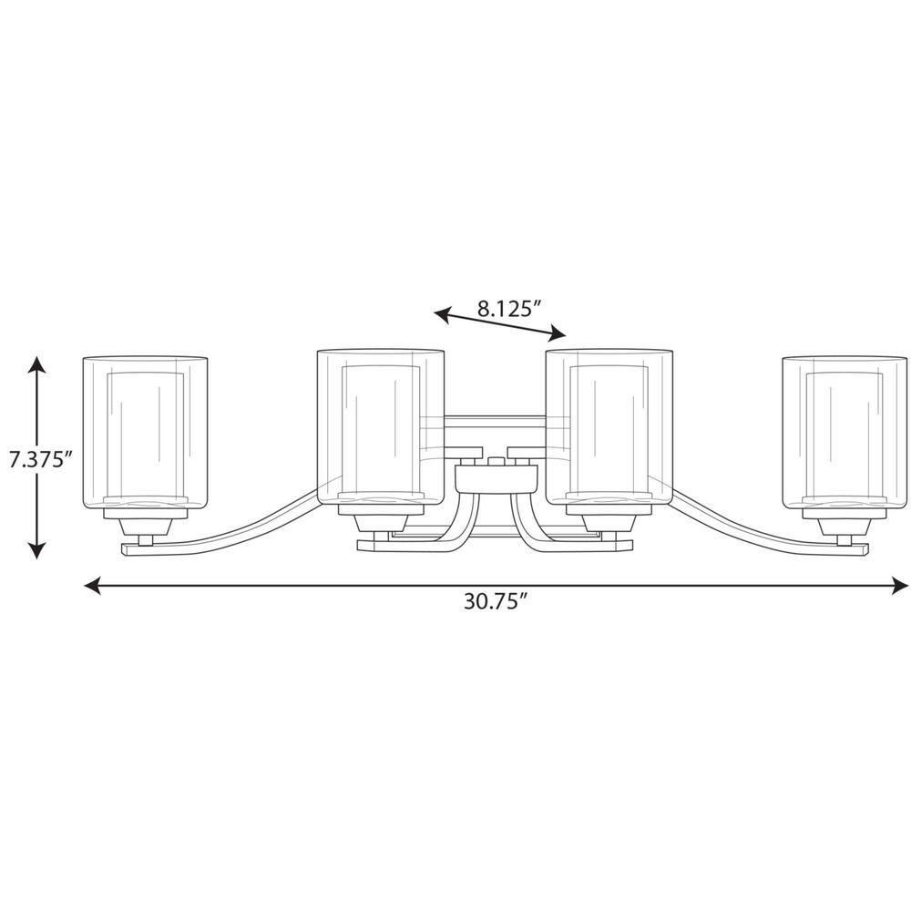 Progress Lighting Kene 4-Light Wall Bracket, Graphite, Etched Glass Shades