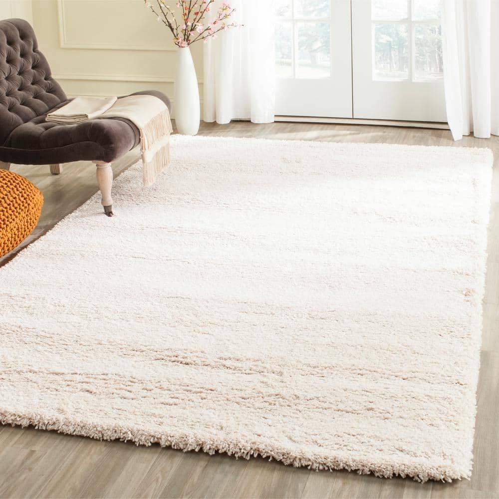 SAFAVIEH Milan Harlow Solid Plush Shag Area Rug, Ivory, 10' x 14'