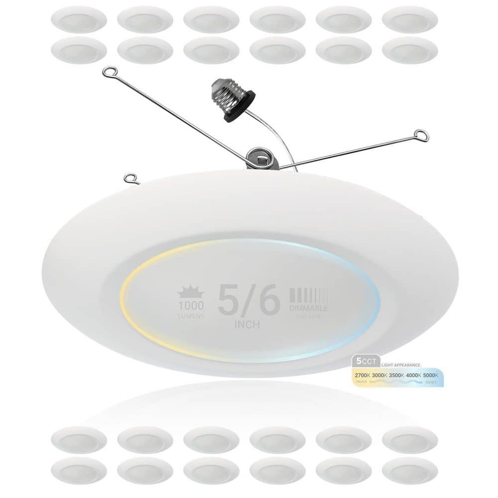 5/6 in. 5CCT Selectable Remodel 15W Retrofit Disk Light E26 Base LED Recessed Lighting Kit 24PK