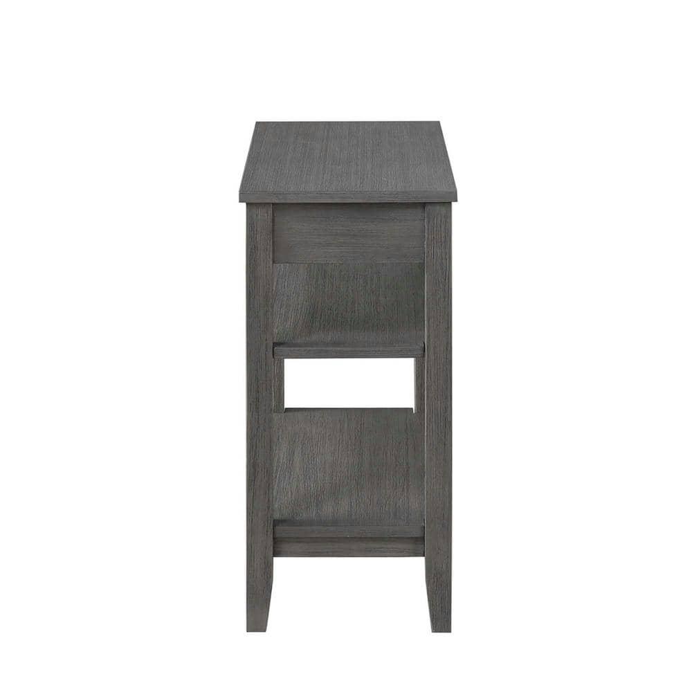 Convenience Concepts American Heritage 1 Drawer Chairside End Table with Shelves, Wirebrush Dark Gray