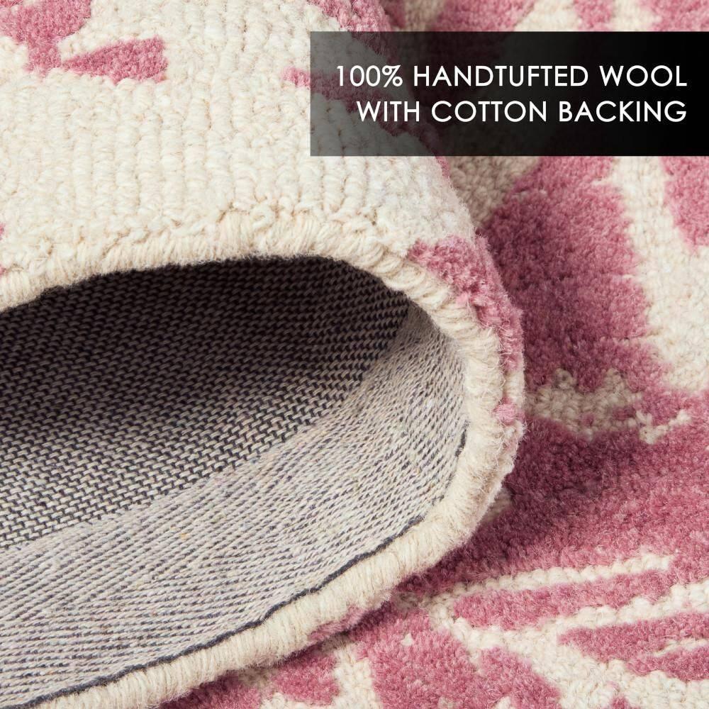 NICOLE MILLER NEW YORK Mod Damask Chambray Handcrafted Wool Area Rug Rose