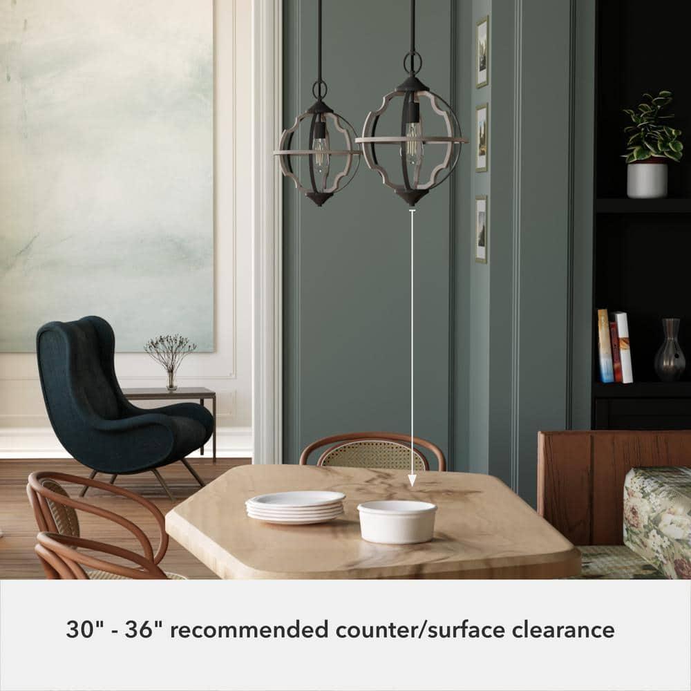 Hunter - Stone Creek 1-light Noble Bronze, Medium Size Pendant Light, Dimmable, Rustic Style, Sphere Shaped, for Bedrooms, Kitchens, Dining, Living Rooms - 19222