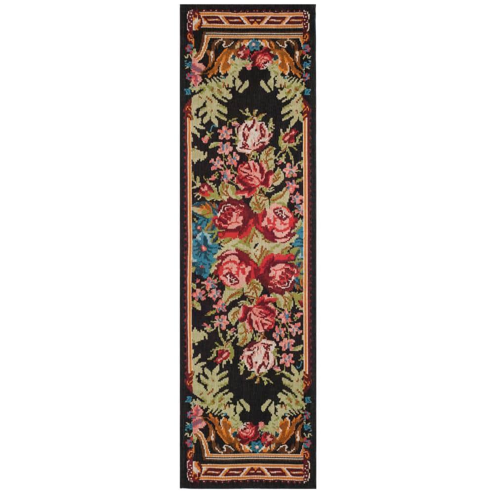 Classic Vintage CLV301 Power Loomed Runner Rug - Black/Multi - 2'3"x12' - Safavieh.