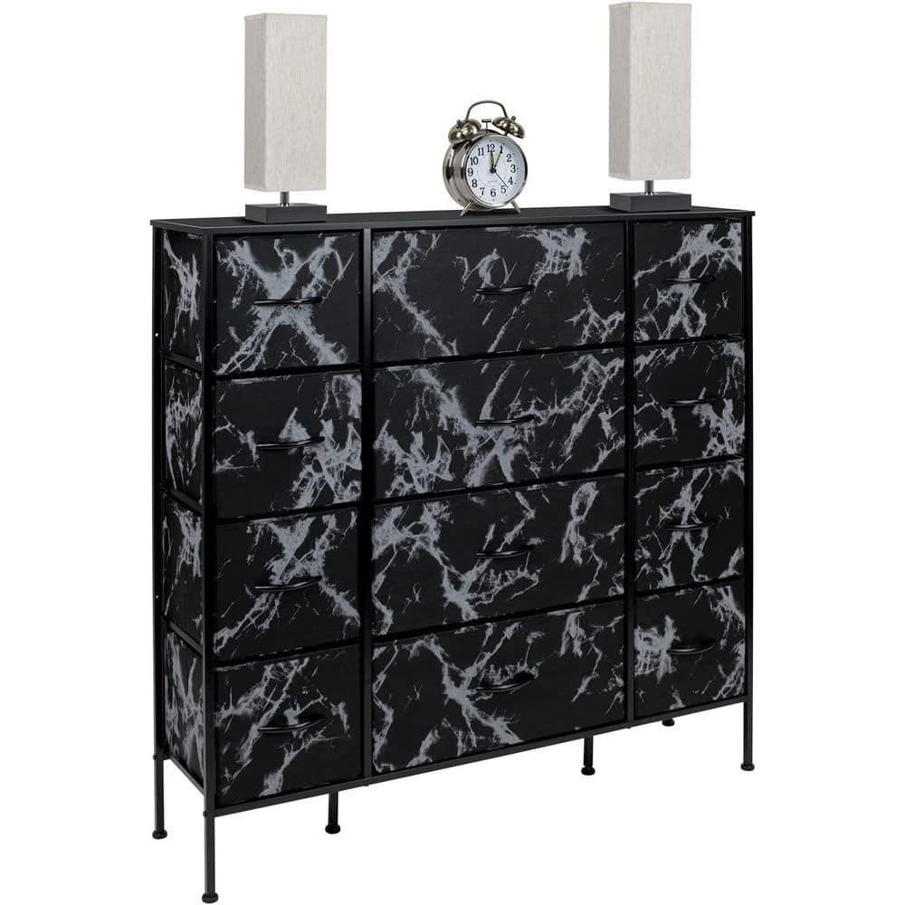 Sorbus 12 Drawers Dresser with Steel Frame and Wood Top