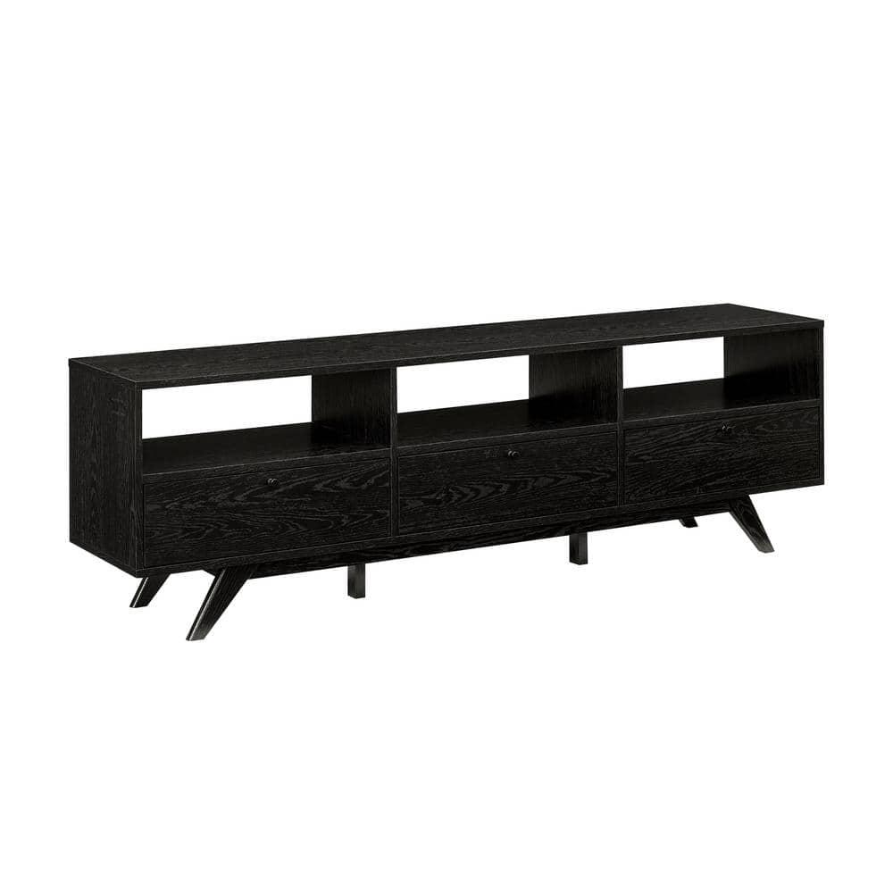 Walker Edison Mid-Century Modern Storage TV Stand for TVs up to 80”, Black